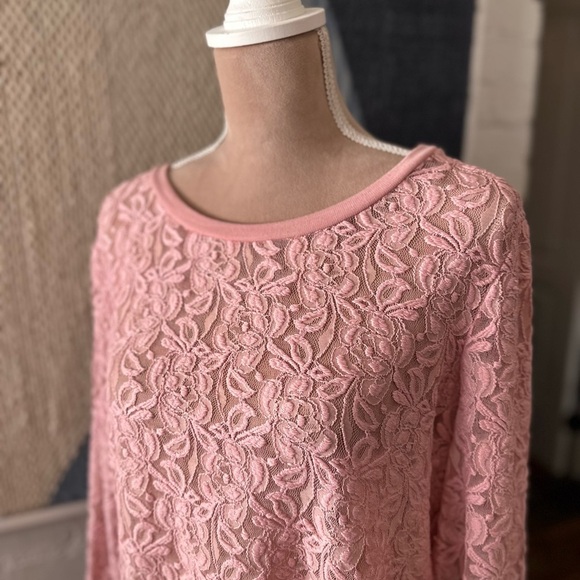 Cato Pink Lacey Floral Pullover Sweater - Picture 4 of 8